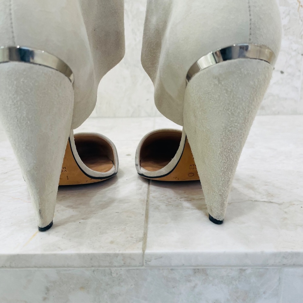 IRO {38} Booties Cream Suede Heel Pointed Toe - Picture 7 of 14